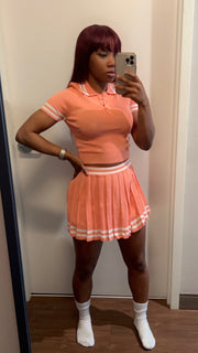 Varsity High Skirt Set (Peach)