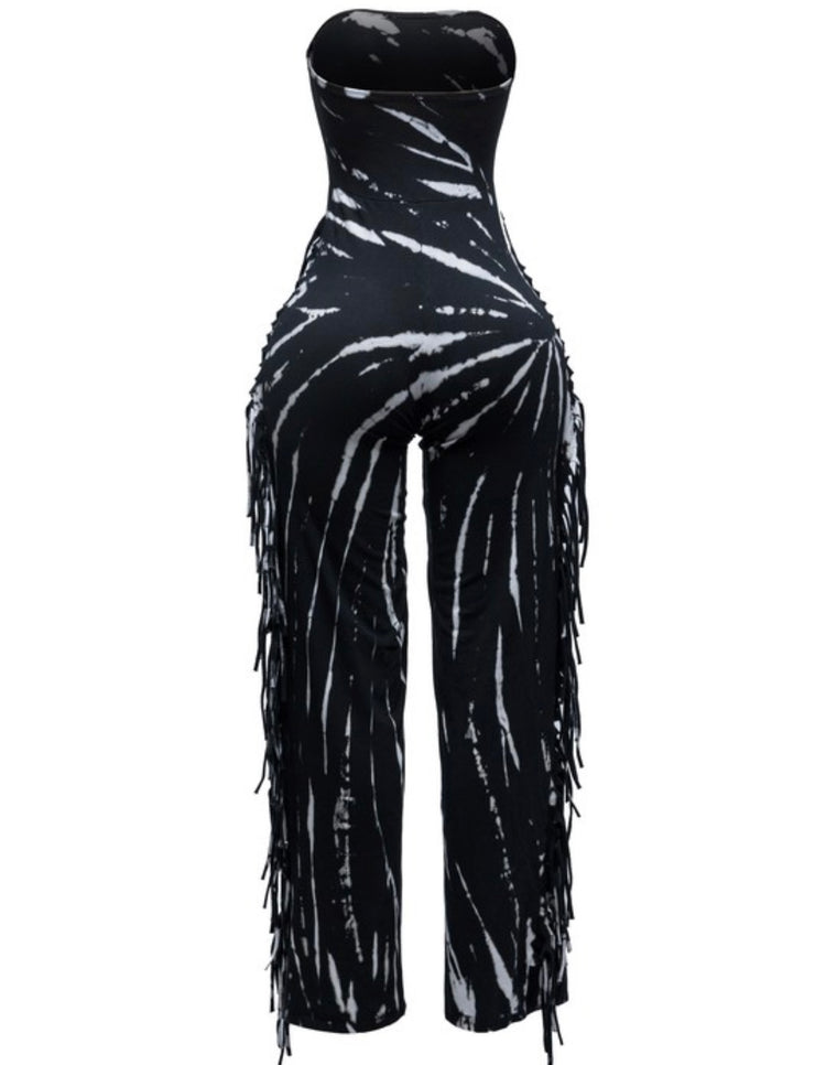 Tie Fringe Jumpsuit (Black)